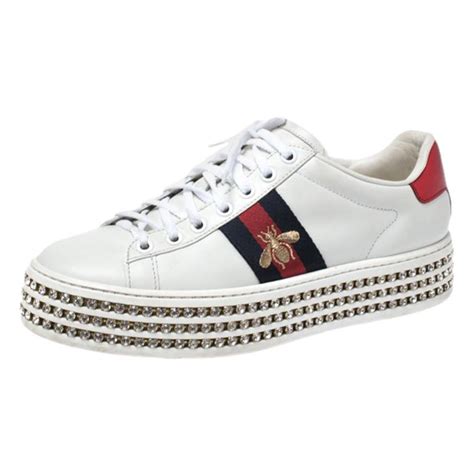 gucci white sneakers for ladies|Gucci bedazzled sneakers.